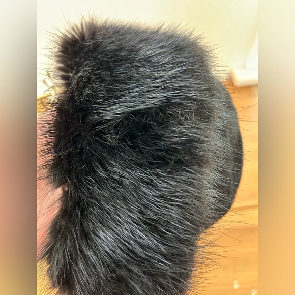 Fourrures Audet Genuine Black mink Fur Hat Bonnet Suede Leather Black - Picture 2 of 10